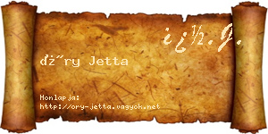 Őry Jetta névjegykártya